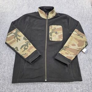 ROARK LANDFALL FLEECE RF277 BLK Full Zip Jacket Black Camo Collar‎ Pockets Men L